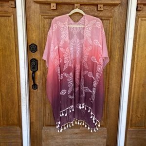 Pink and Purple Kimono Wrap with print detail